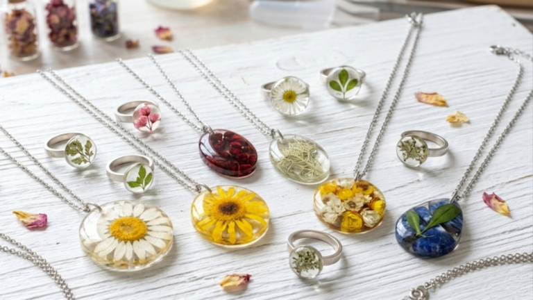 Bisutería con flores prensadas y resina: crea accesorios para sorprender