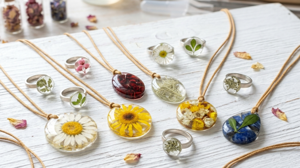 Bisutería con flores prensadas y resina: crea accesorios para sorprender