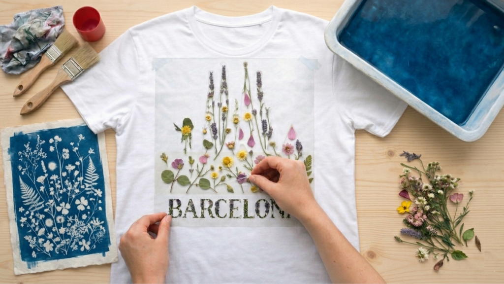 Souvenir textil en cianotipia: crea tu recuerdo de Barcelona