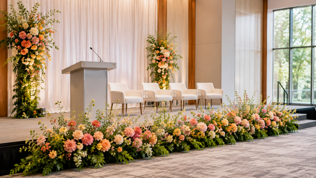 Servicio de decoración floral para congresos