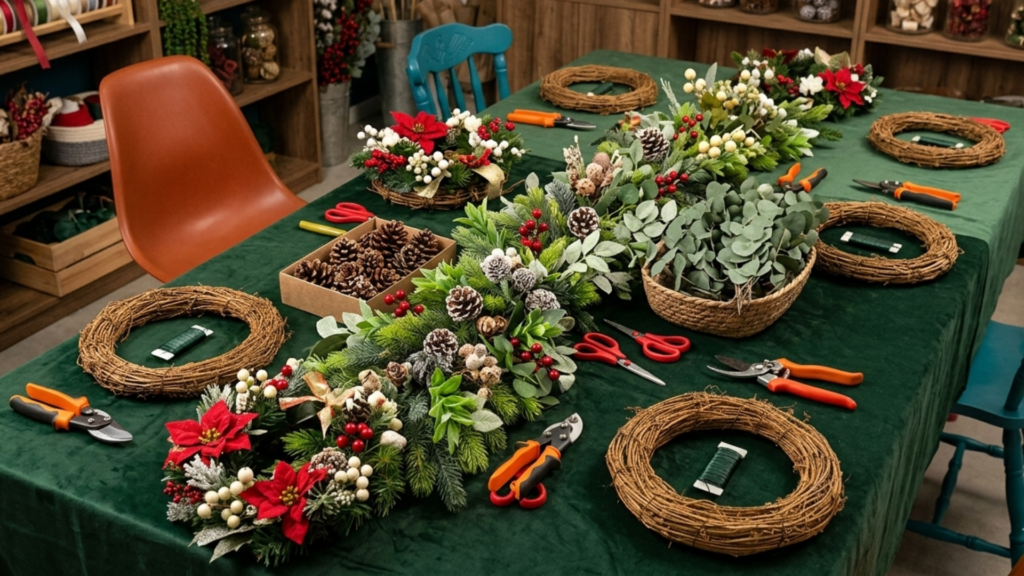 Taller de coronas navideñas: crea una decoración floral de temporada