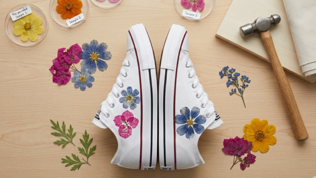 Taller de estampado floral sobre zapatillas: transforma tu calzado con diseño botánico