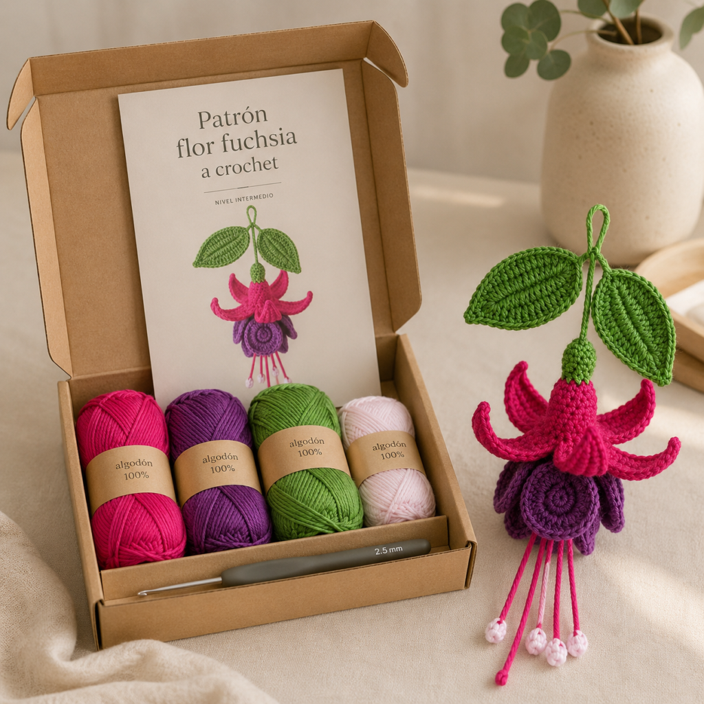 Kit Crochet Floral - Fuchsia Magellanica