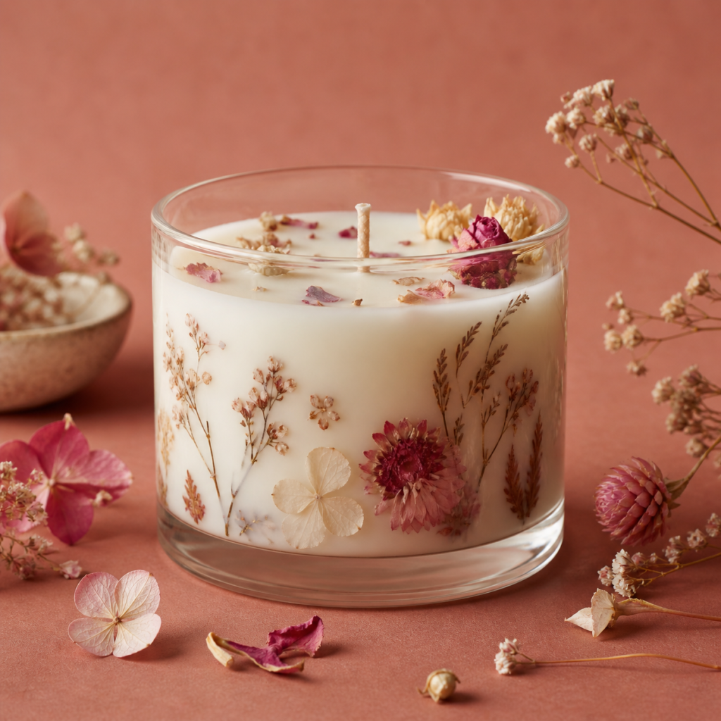 Vela artesanal floral
