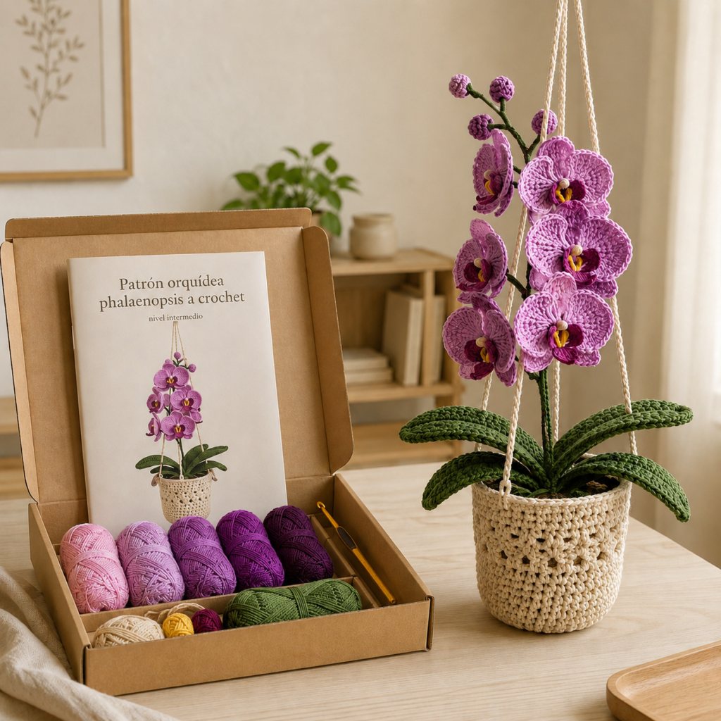 Kit Crochet Floral - Orquídea Phalaenopsis