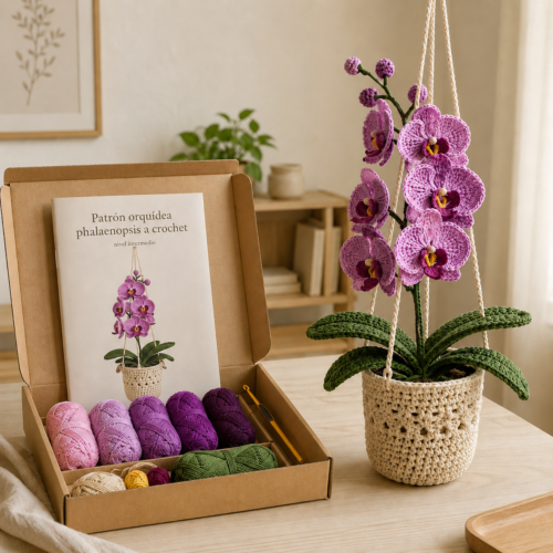 Kit Crochet Floral - Orquídea Phalaenopsis